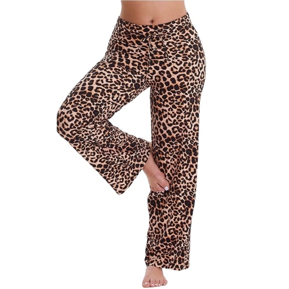 Trés Chic et Unique Boutique Pants - Lounge Pants with Drawstring Waist in Leopard Print Pajama Pants